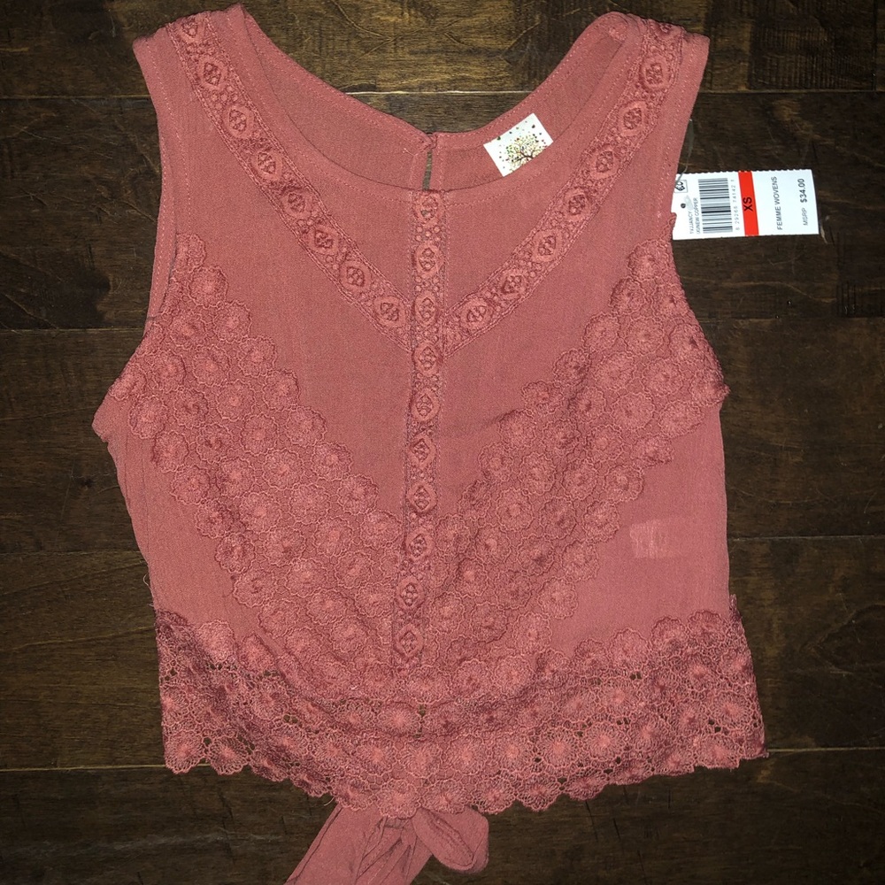 XS pink tank top with tie bow on back